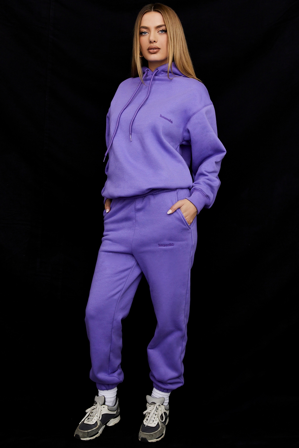 Sky  Purple Fleece Back Jogging Trousers — image 3