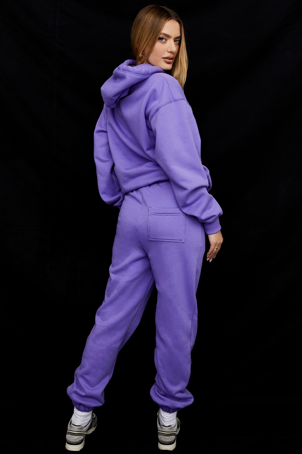 Sky  Purple Fleece Back Jogging Trousers — image 4