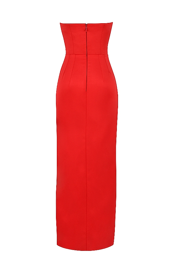 Adrienne  Scarlet Satin Strapless Gown — image 14