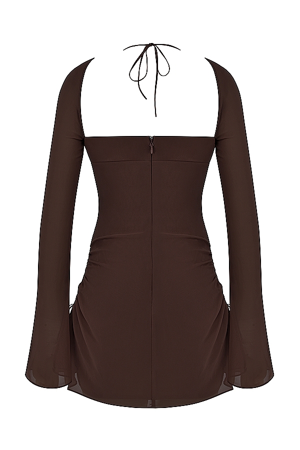 Baby  Chocolate Chiffon Cutout Halter Mini Dress — image 16