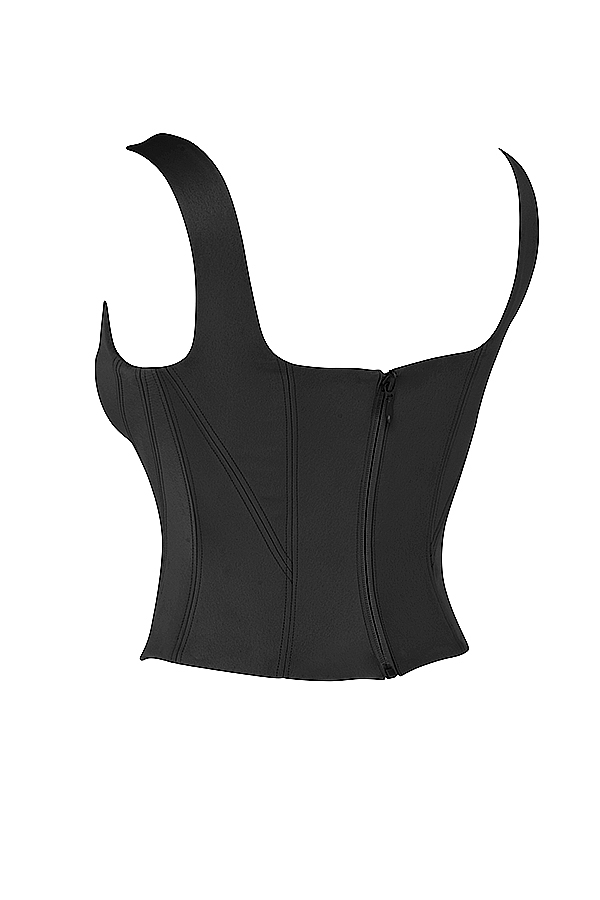 Rafa  Black Satin Longline Corset — image 15