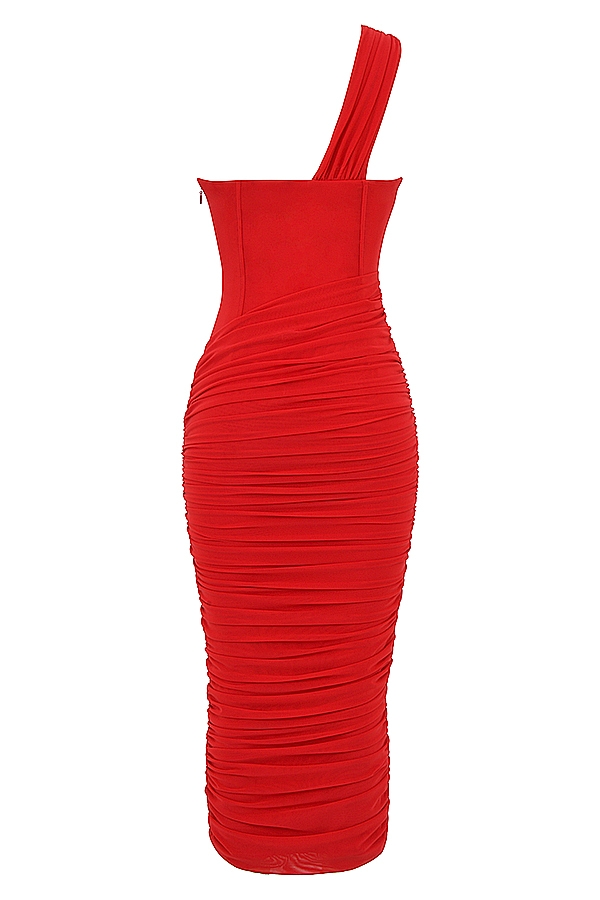 Valentina  Scarlet Asymmetric Cutout Midi Dress — image 14