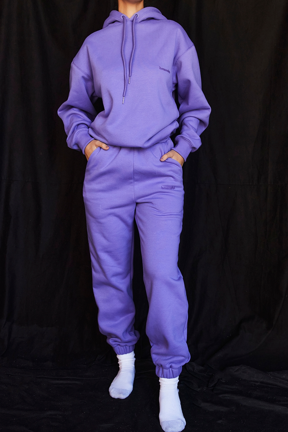 Sky  Purple Fleece Back Jogging Trousers — image 5