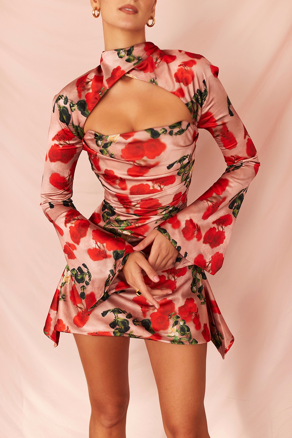 Toira  Rose Print Draped Corset Dress — image 11