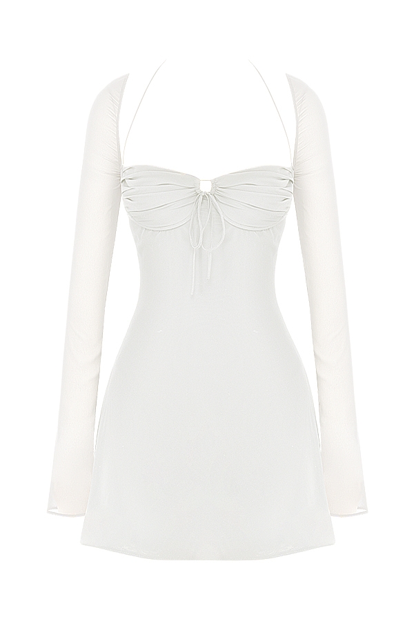 Babydoll  Ivory Chiffon Halter Mini Dress — image 16