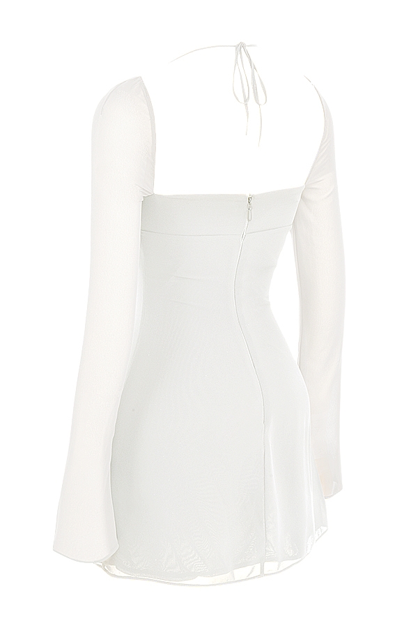 Babydoll  Ivory Chiffon Halter Mini Dress — image 17