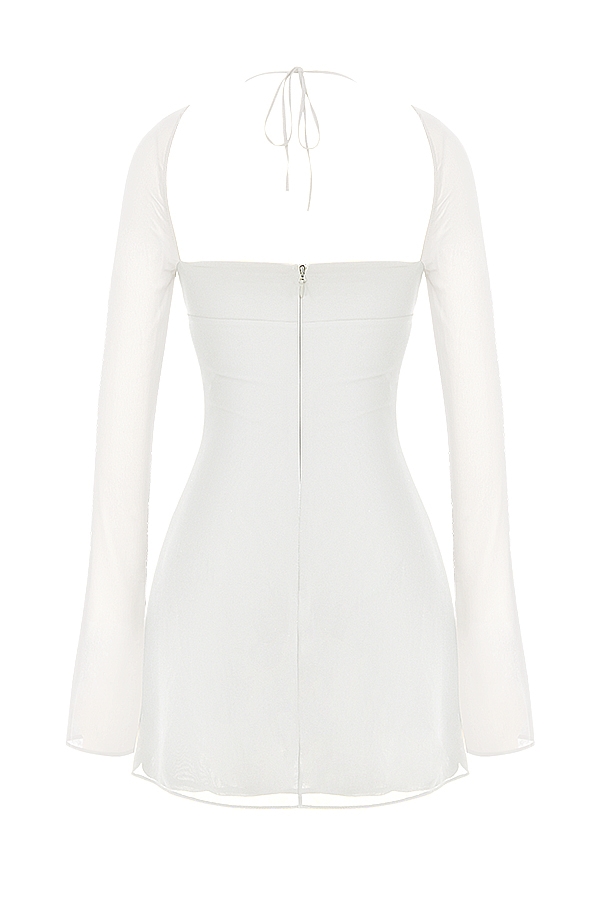 Babydoll  Ivory Chiffon Halter Mini Dress — image 18