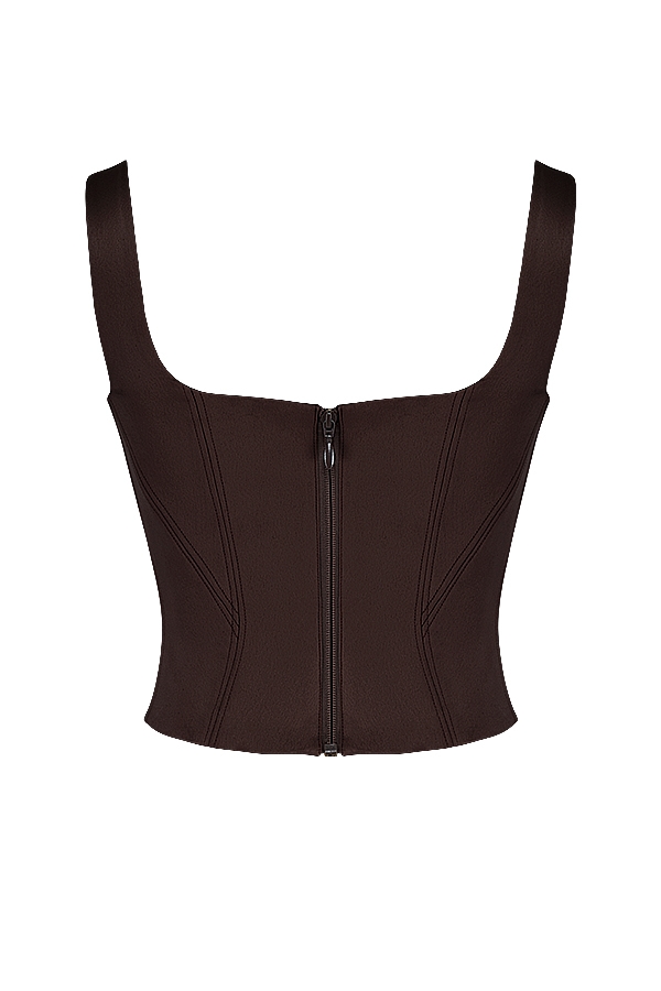 Rafa  Chocolate Satin Longline Corset — image 14