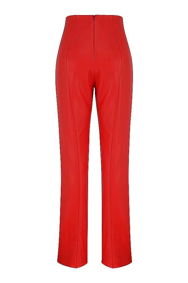 Elenaora  Scarlet Vegan Leather Trousers — image 12