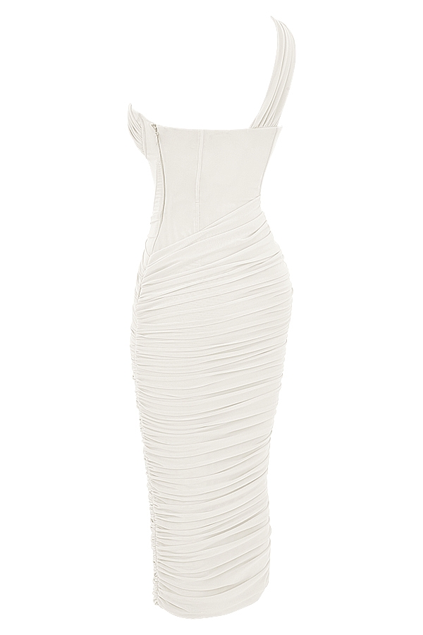 Valentina  Ivory Asymmetric Cutout Midi Dress — image 12