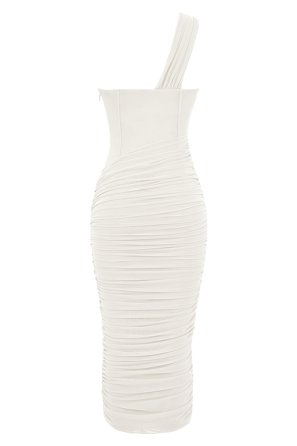 Valentina  Ivory Asymmetric Cutout Midi Dress — image 13