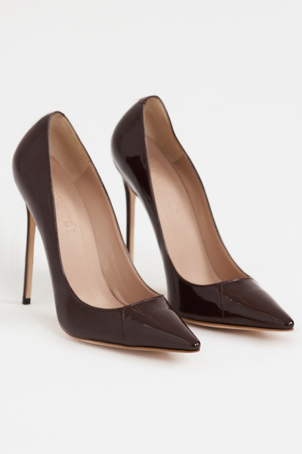 PARIS  5" Paint Brown Patent Leather Pointy Toe Heels — image 4