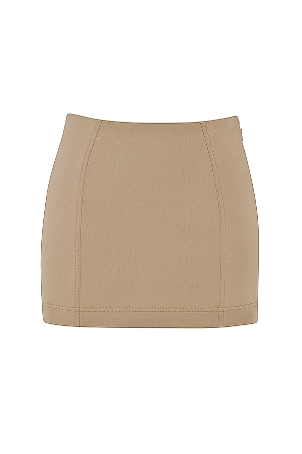 Nisha  Beige Sculpting Mini Skirt — image 12