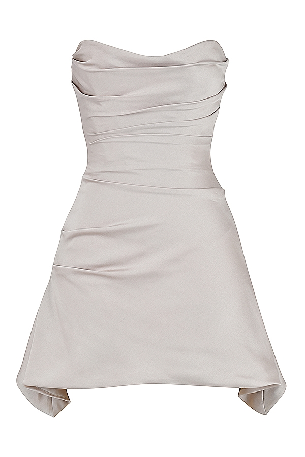Jasmine  Oyster Draped Strapless Corset Dress — image 10