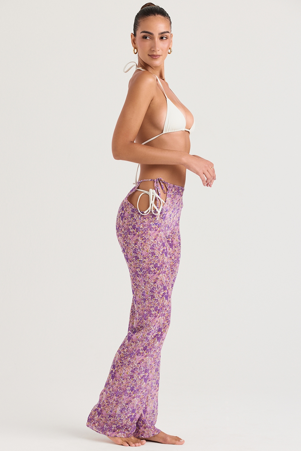 Keala  Violet Floral Cutout Trousers — image 5