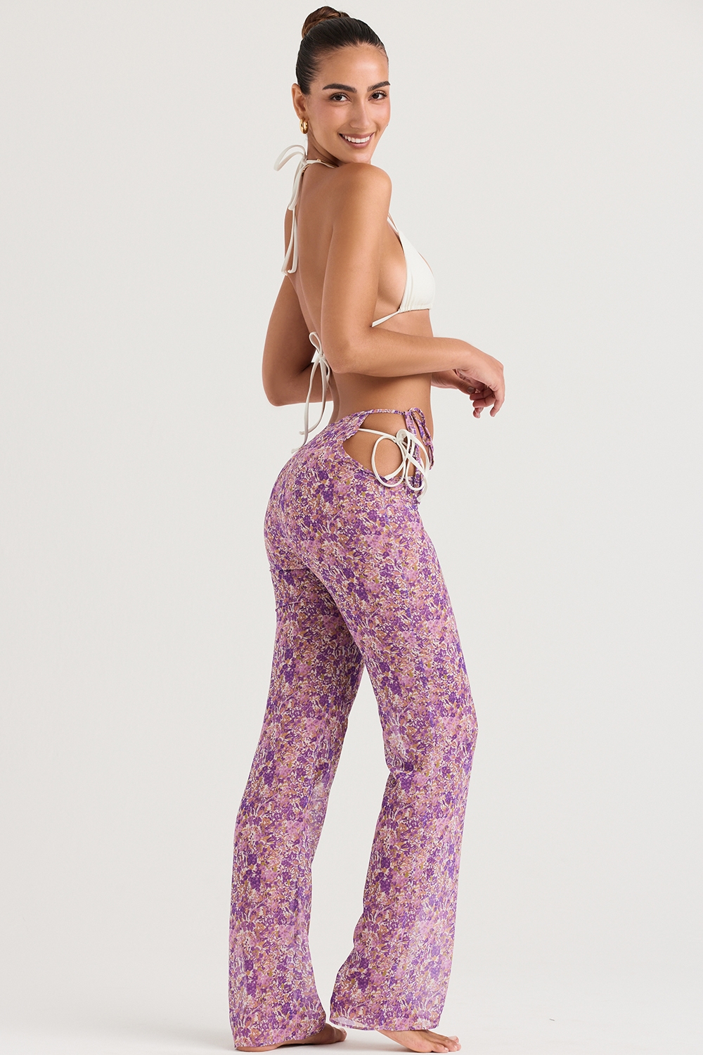 Keala  Violet Floral Cutout Trousers — image 6