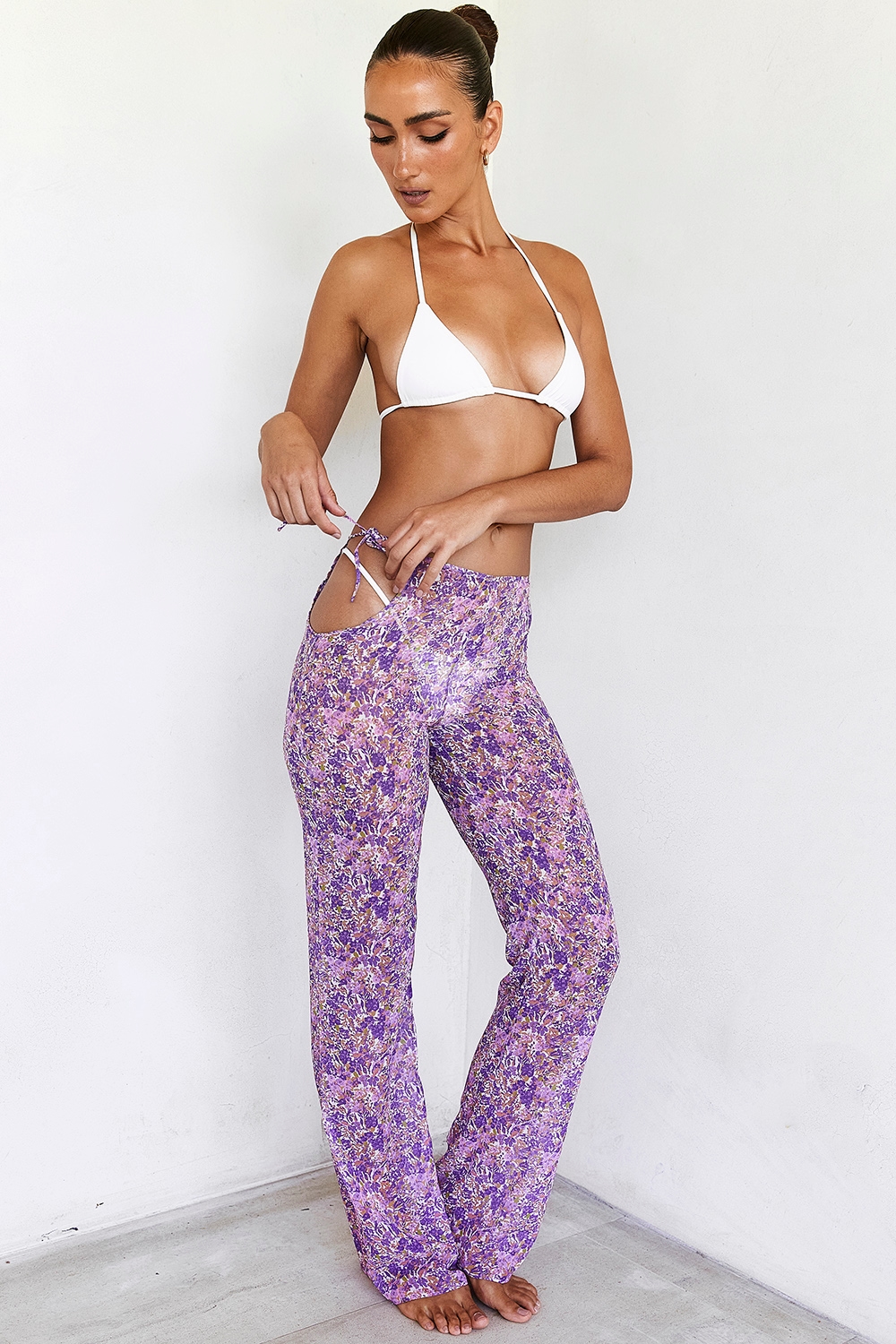 Keala  Violet Floral Cutout Trousers — image 8