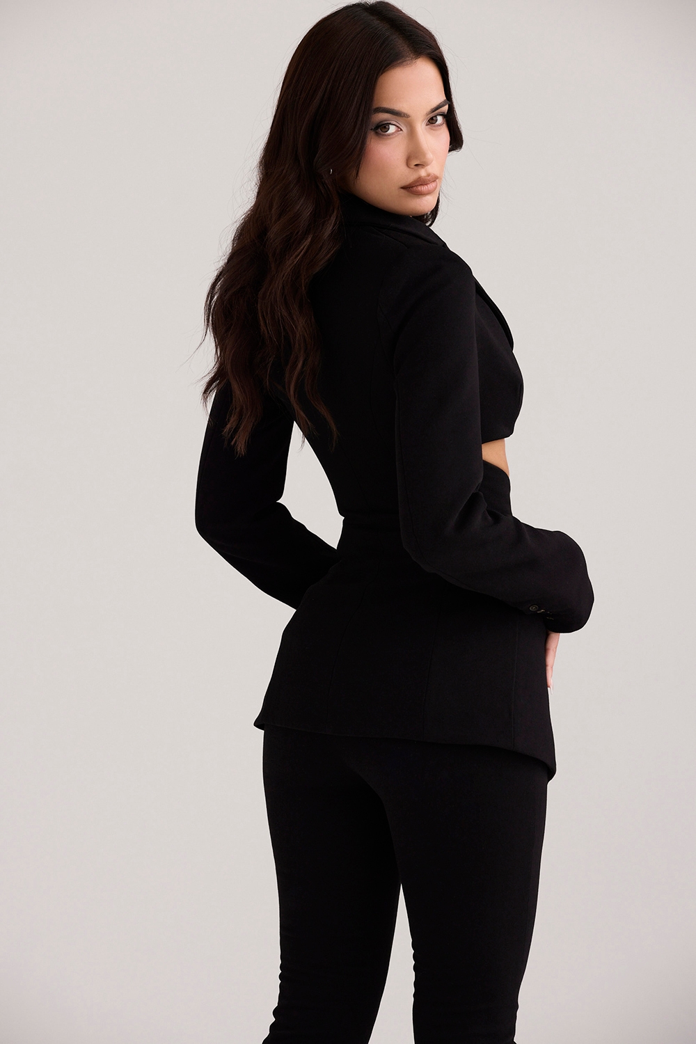 Nour  Black Crepe Cutout Blazer — image 8