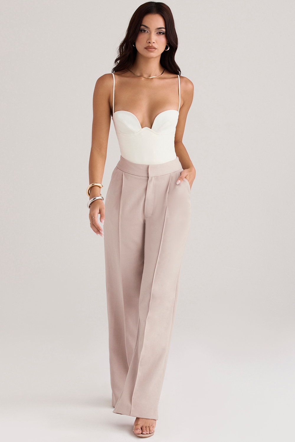 Alivia  Beige Loose Fit Trousers — image 1