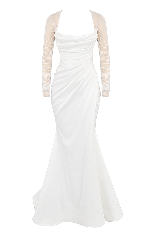 Elise  White Satin Bridal Gown — image 18