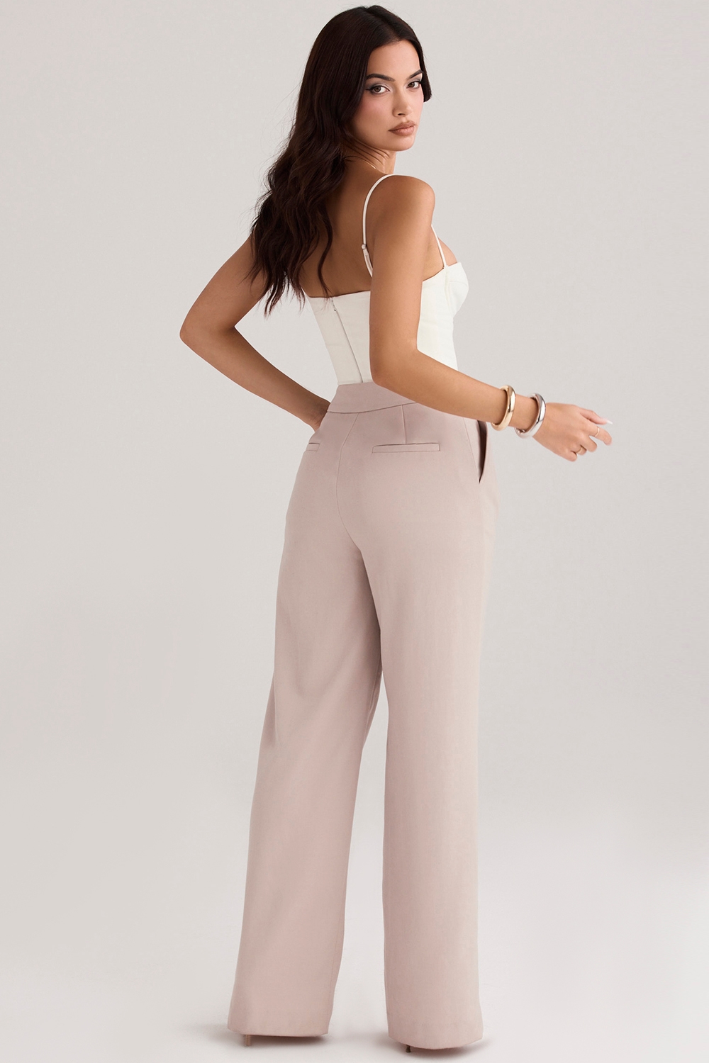 Alivia  Beige Loose Fit Trousers — image 8