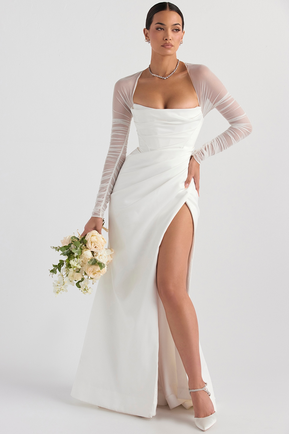 Elise  White Satin Bridal Gown — image 3