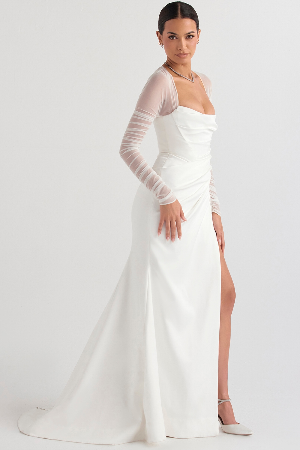 Elise  White Satin Bridal Gown — image 7