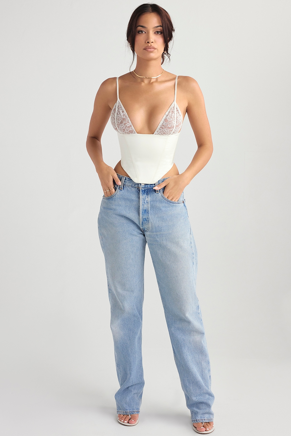 Emilee  Ivory Satin and Lace Corset — image 2