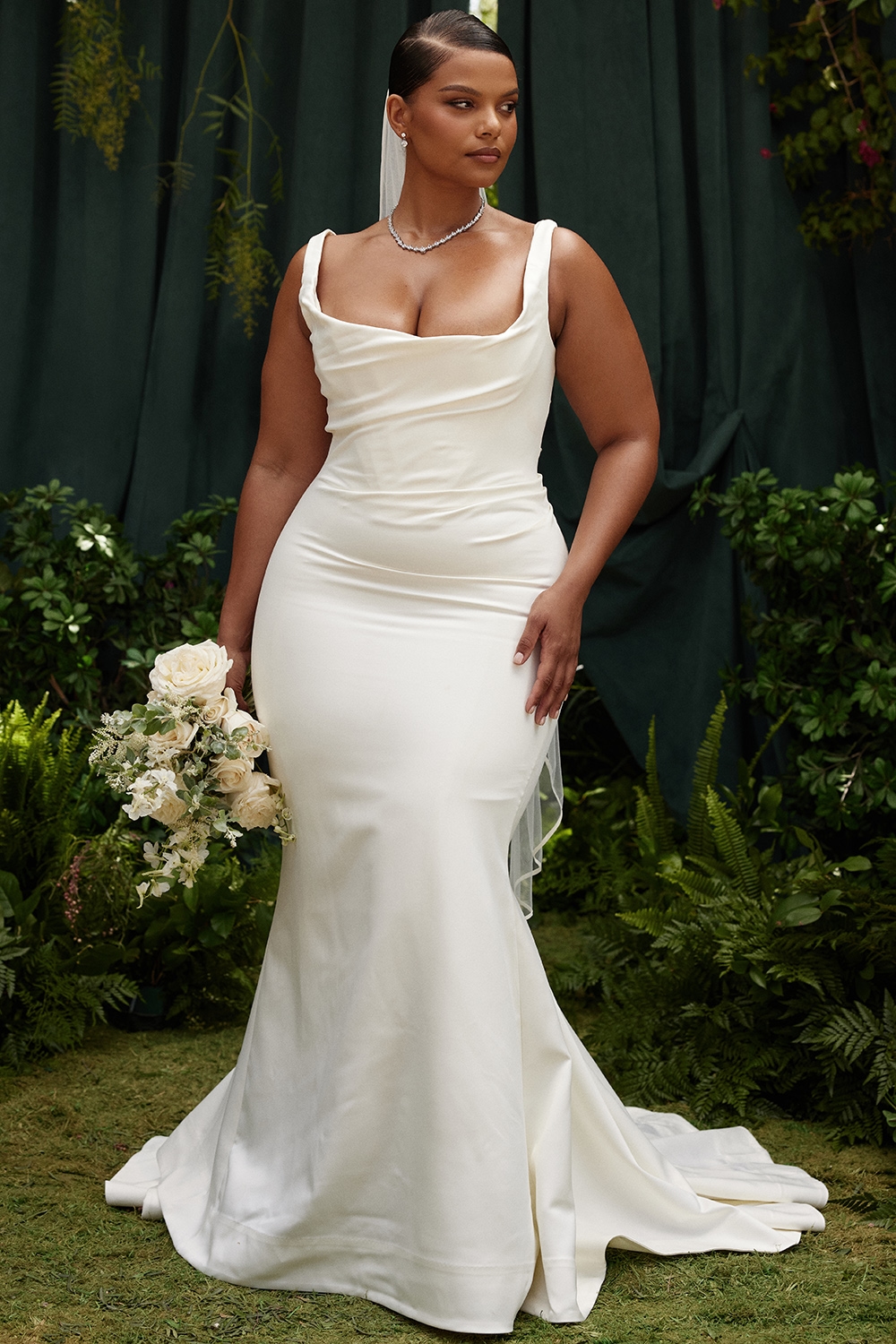 Emilie  Off White Satin Mermaid Bridal Gown — image 18