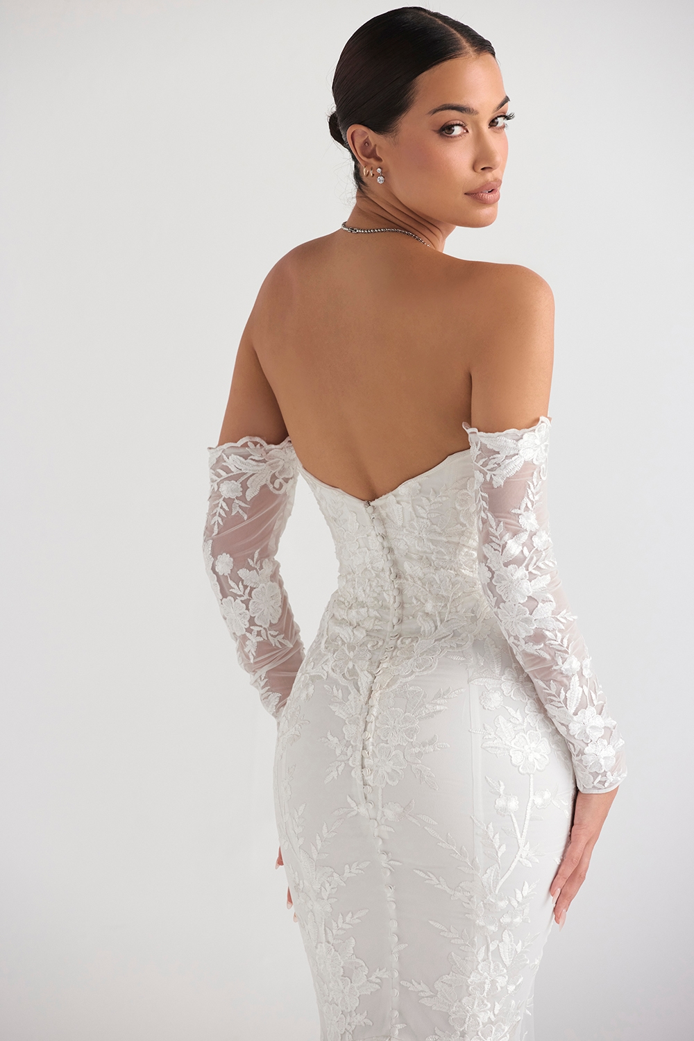 Isabelle  White Lace Long Sleeve Bridal Gown — image 14