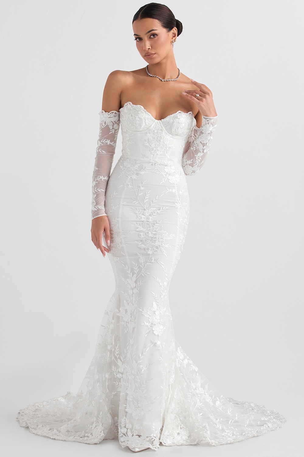 Isabelle  White Lace Long Sleeve Bridal Gown — image 5
