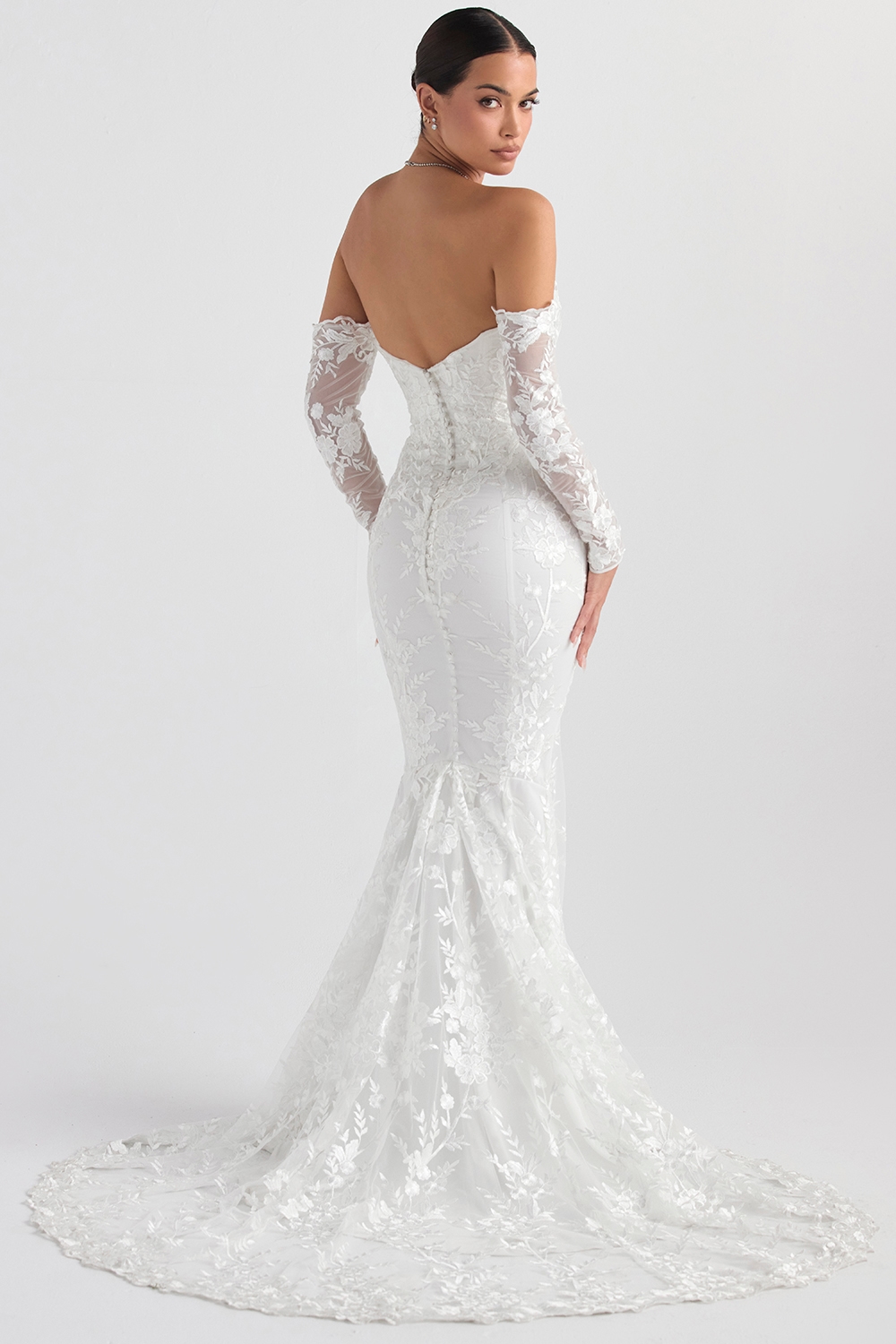 Isabelle  White Lace Long Sleeve Bridal Gown — image 11
