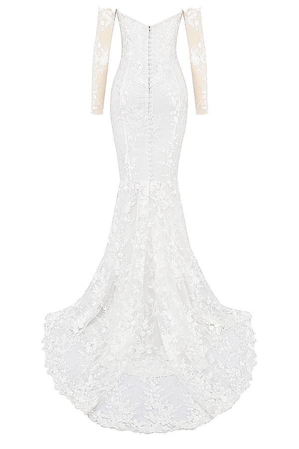 Isabelle  White Lace Long Sleeve Bridal Gown — image 22