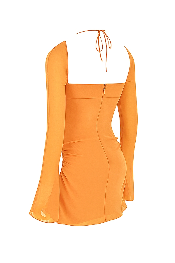 Baby  Tangerine Chiffon Halter Mini Dress — image 17
