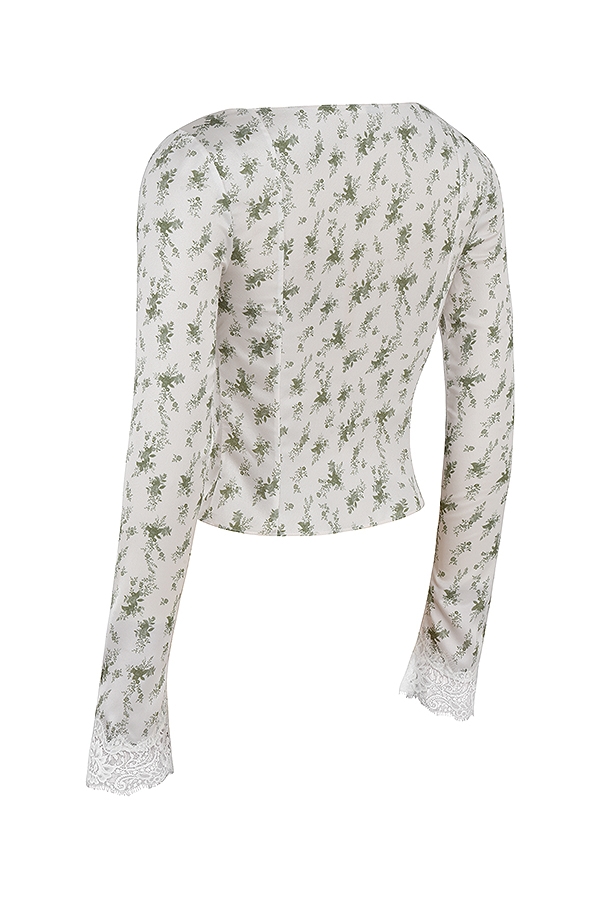 Clarissa  Garden Print Lace Trim Top — image 14