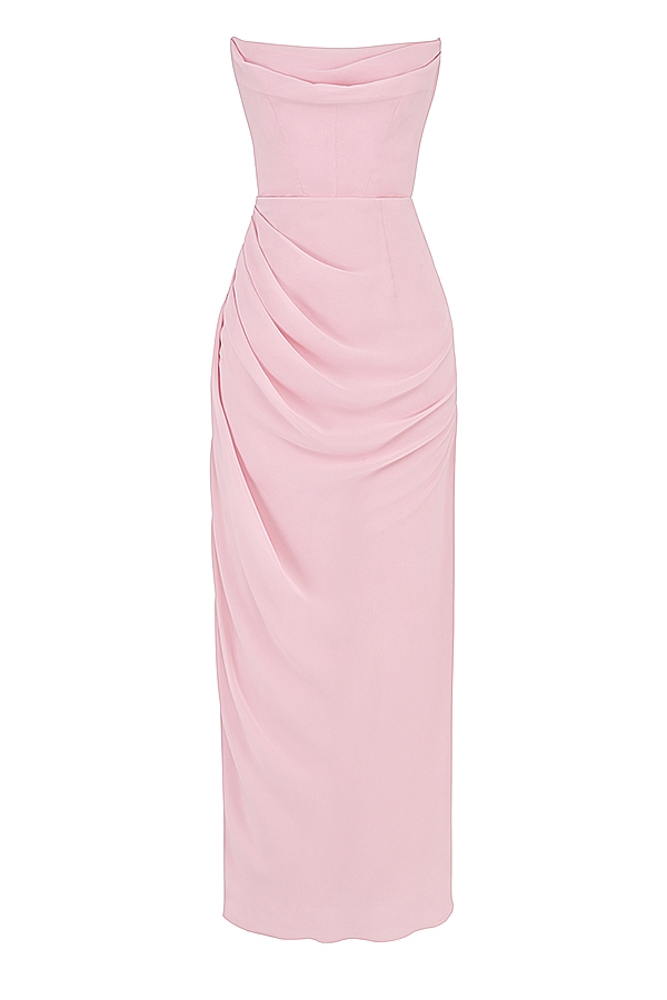 Adrienne  Pink Quartz Georgette Strapless Gown — image 13
