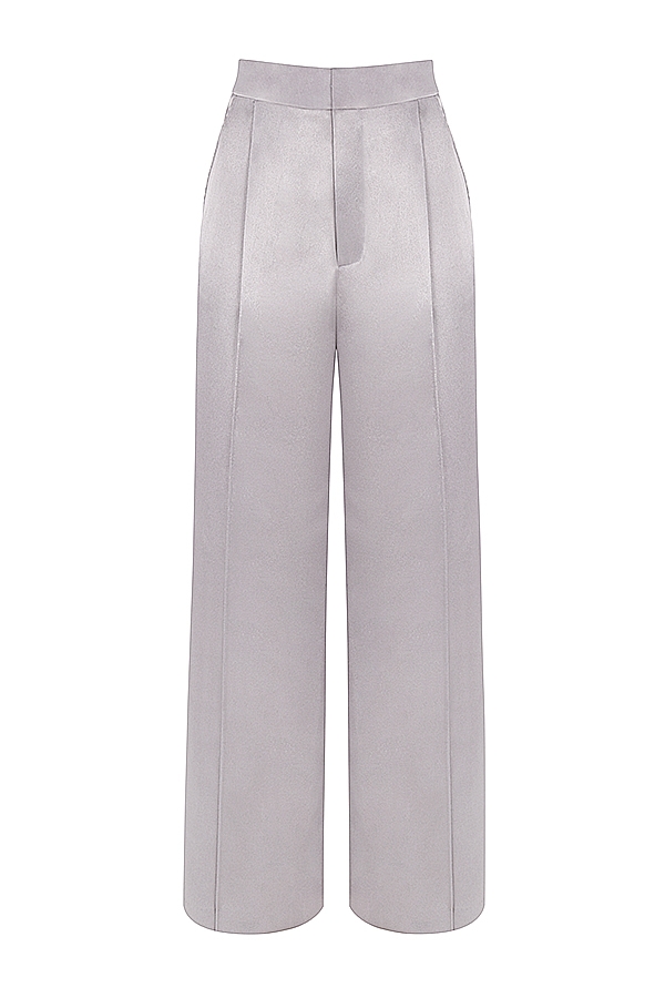Alivia  Grey Satin Trousers — image 10