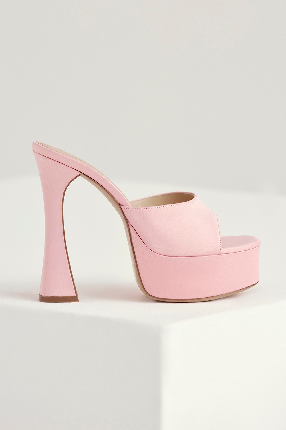 Alessandra  Pink Satin Platform Mules — image 3