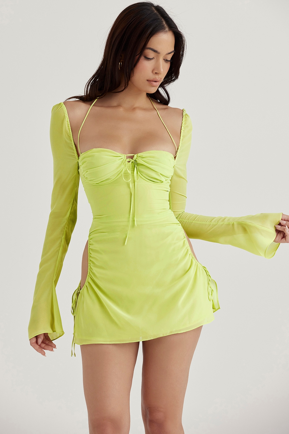 Baby  Lime Chiffon Halter Mini Dress — image 5
