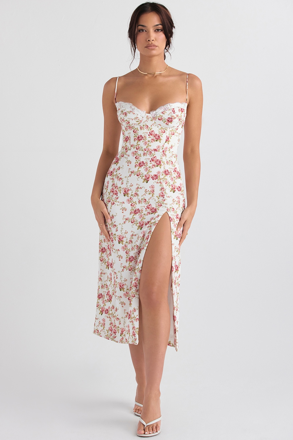 Charlotte  Rose Print Corset Midi Sundress — image 3