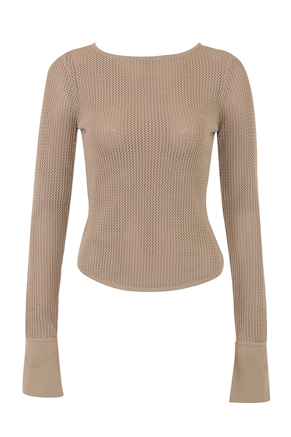 Savannah  Taupe Knit Long Sleeve Top — image 10