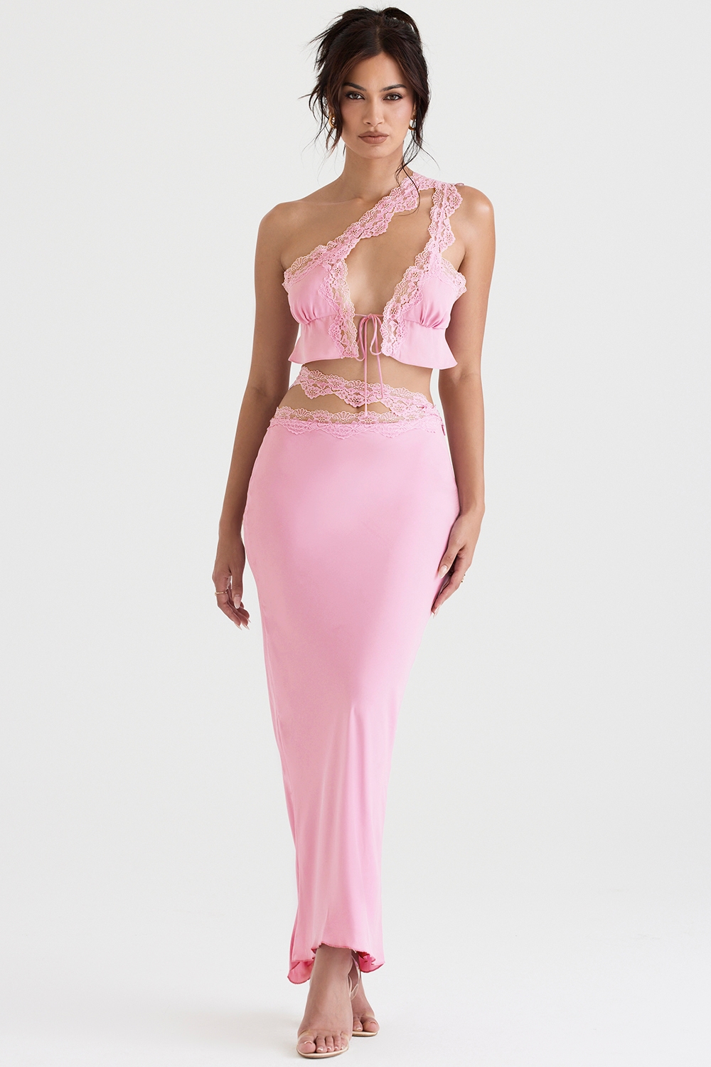 Mathilda  Pink Lace Trim Maxi Skirt — image 2