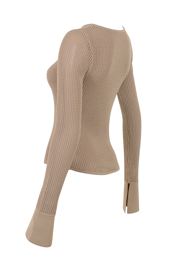 Savannah  Taupe Knit Long Sleeve Top — image 11