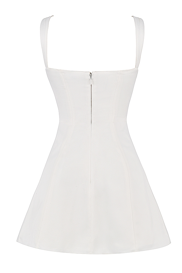 Adriana  Ivory Satin and Lace Mini Dress — image 16