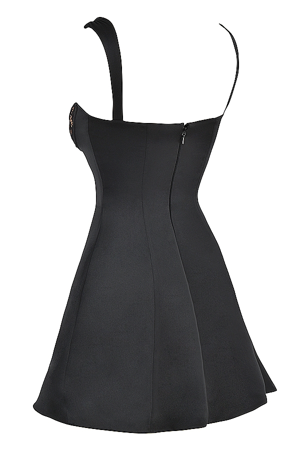Adriana  Black Satin And Lace Mini Dress — image 15