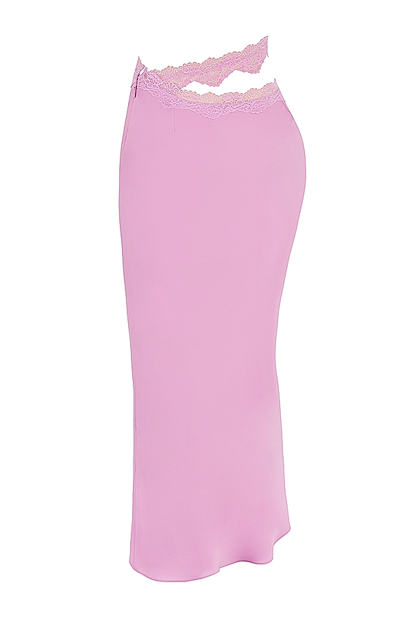 Mathilda  Pink Lace Trim Maxi Skirt — image 9