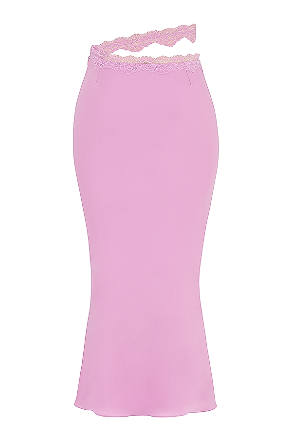 Mathilda  Pink Lace Trim Maxi Skirt — image 10