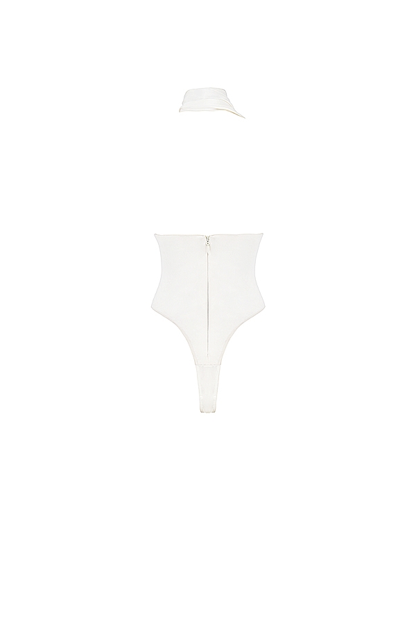 Farrah  Ivory Satin Wrap Neck Bodysuit — image 10