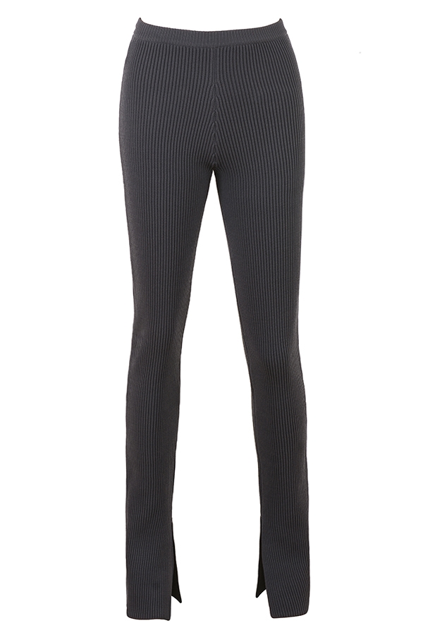 Mitzi  Dark Grey Ribbed Knit Leggings — image 7