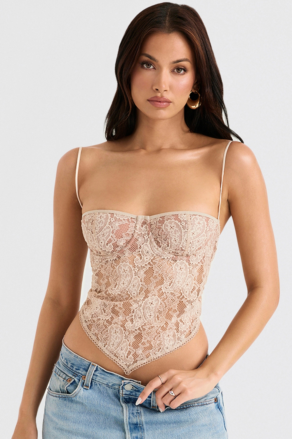 Fernanda Cream Paisley Lace Top